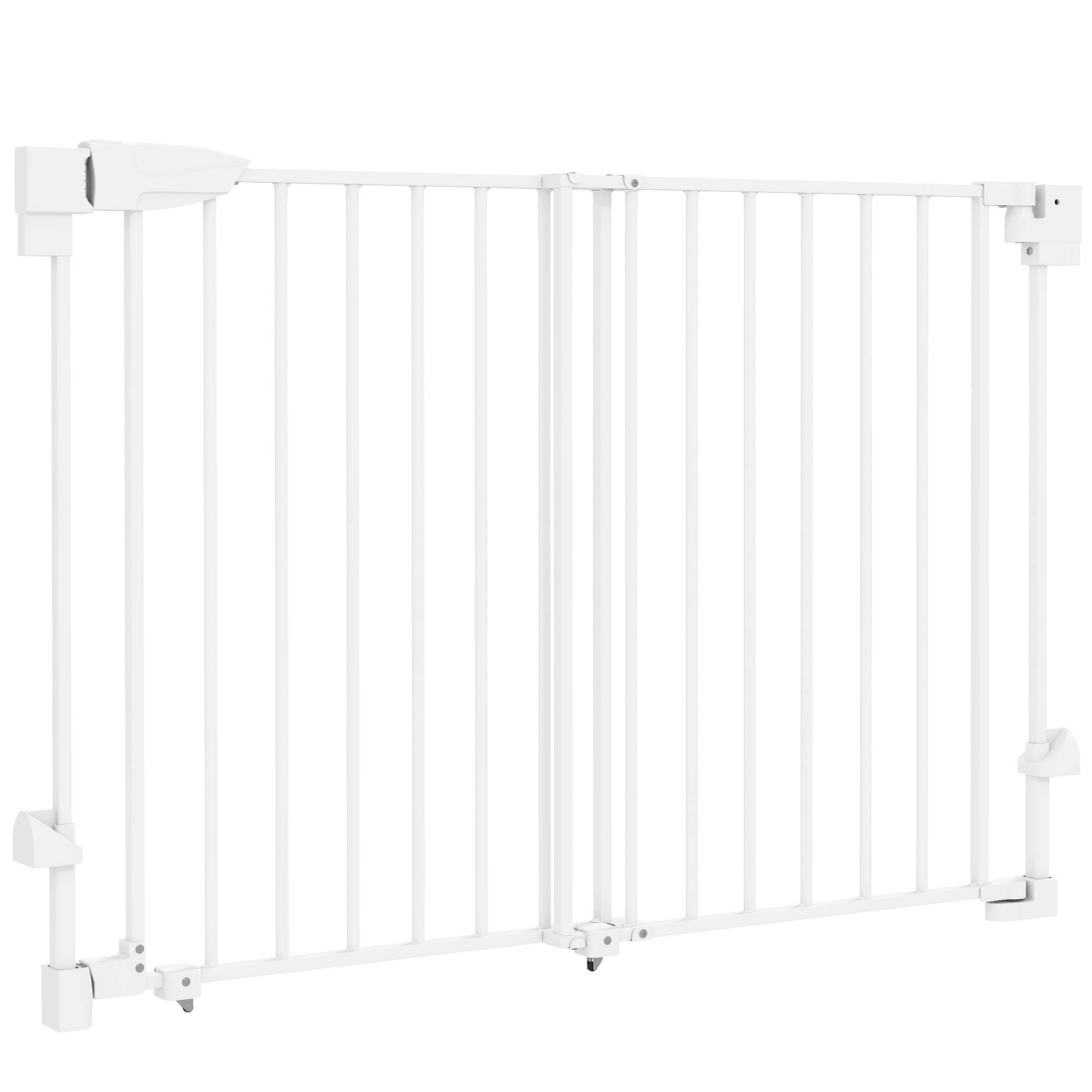 Barrière de sécurité escalier 74,5-111,5 cm, auto-close, ouverture une main deux sens, blanc - Image 2