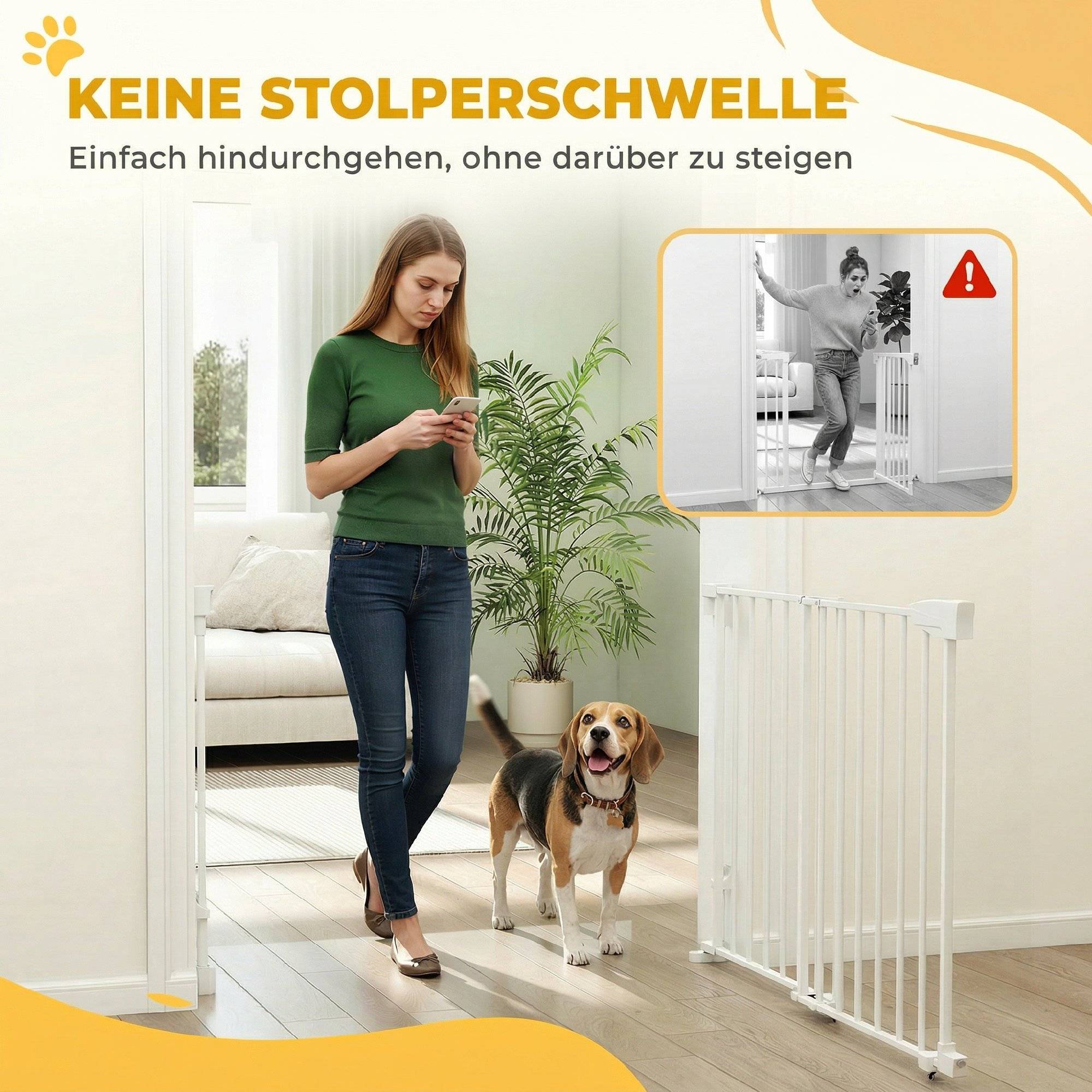Barrière de sécurité escalier 74,5-111,5 cm, auto-close, ouverture une main deux sens, blanc - Image 9