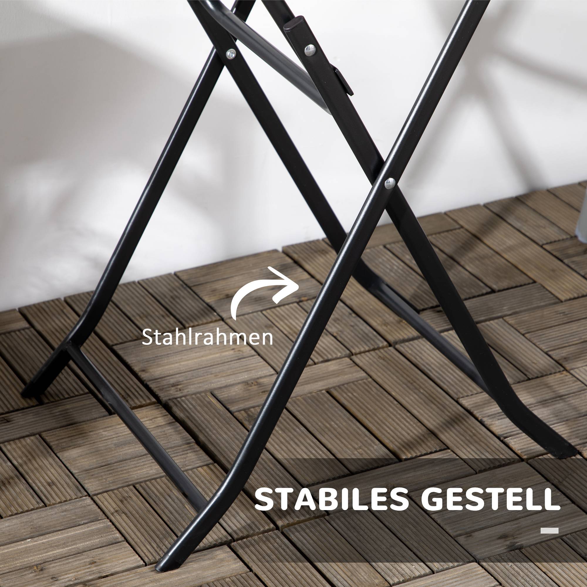 ComfortXL - Table de jardin pliante acier et HDPE gris foncé Ø60 cm pour balcon et terrasse - ComfortXL Outdoor Living - Image 8
