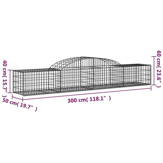 Vidaxl - Paniers à gabions arqués 7 pcs 300x50x40/60 cm fer galvanisé vidaXL 3146652 - Image 3