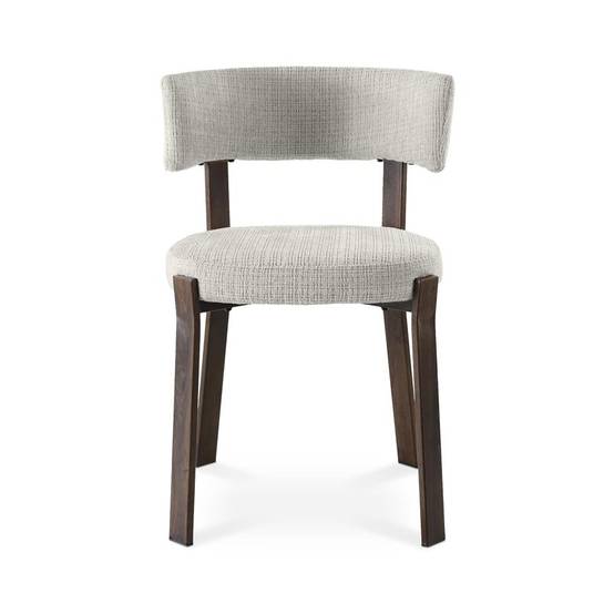 Sicaan Lot de 4 chaises style japandi tissu chenille beige pieds métal effet noyer - ZOE - Image 6