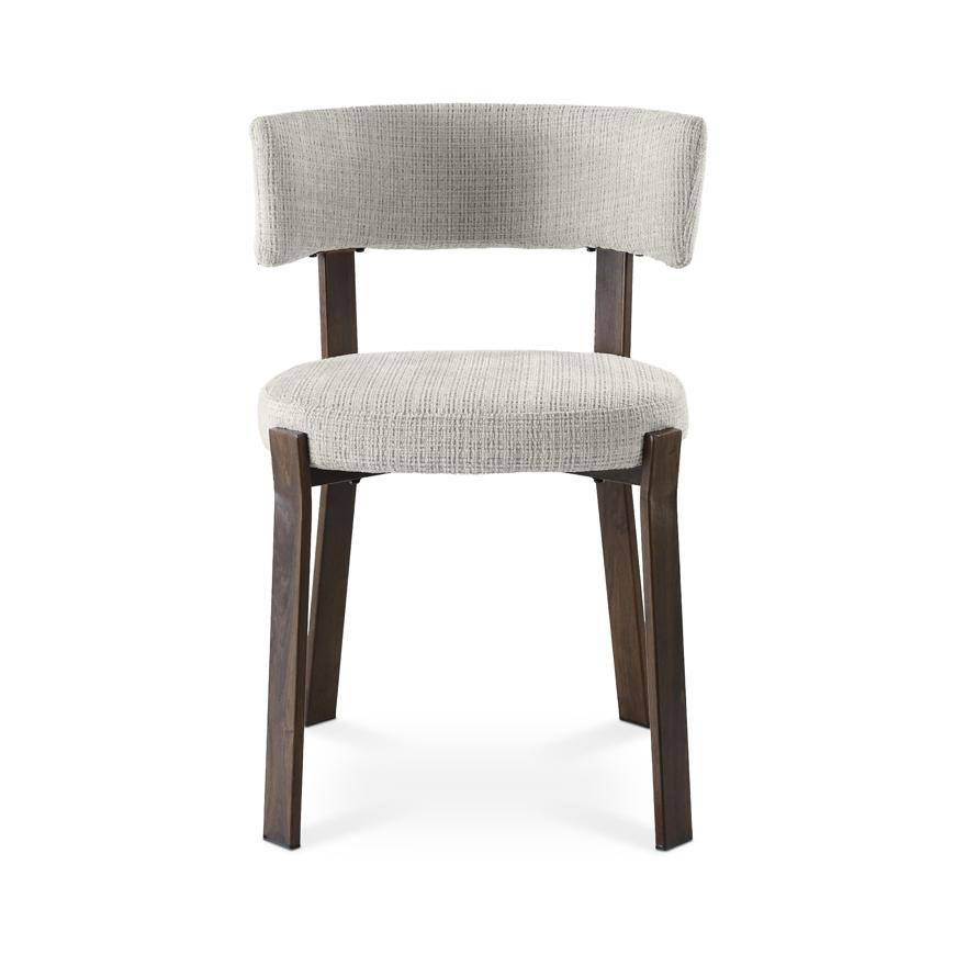 Sicaan Lot de 4 chaises style japandi tissu chenille beige pieds métal effet noyer - ZOE - Image 6