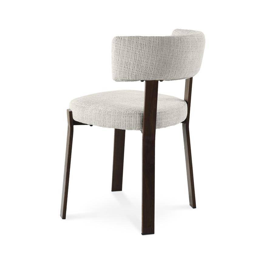 Sicaan Lot de 4 chaises style japandi tissu chenille beige pieds métal effet noyer - ZOE - Image 4