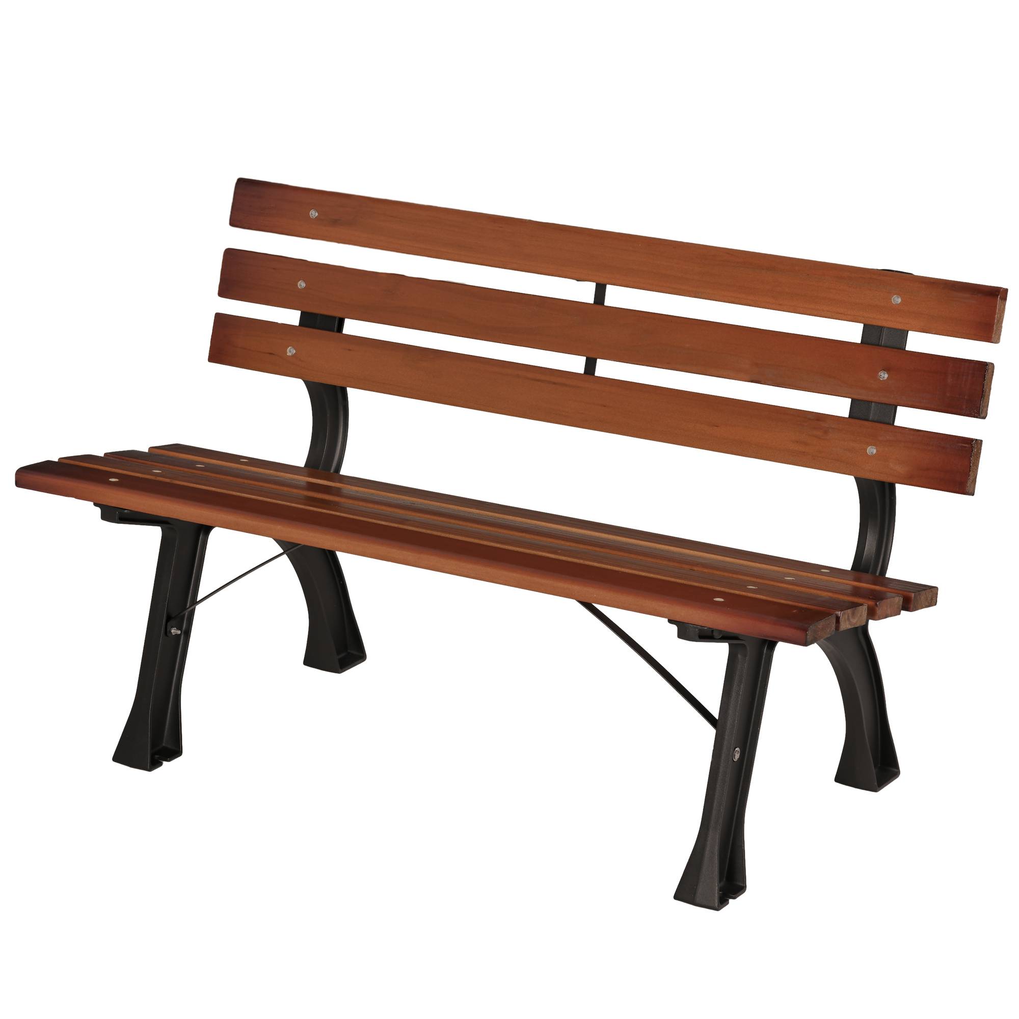 Banc de jardin extérieur 2 places en aluminium et lattes de bois, dim. 120L x 57l x 70H cm - Image 2