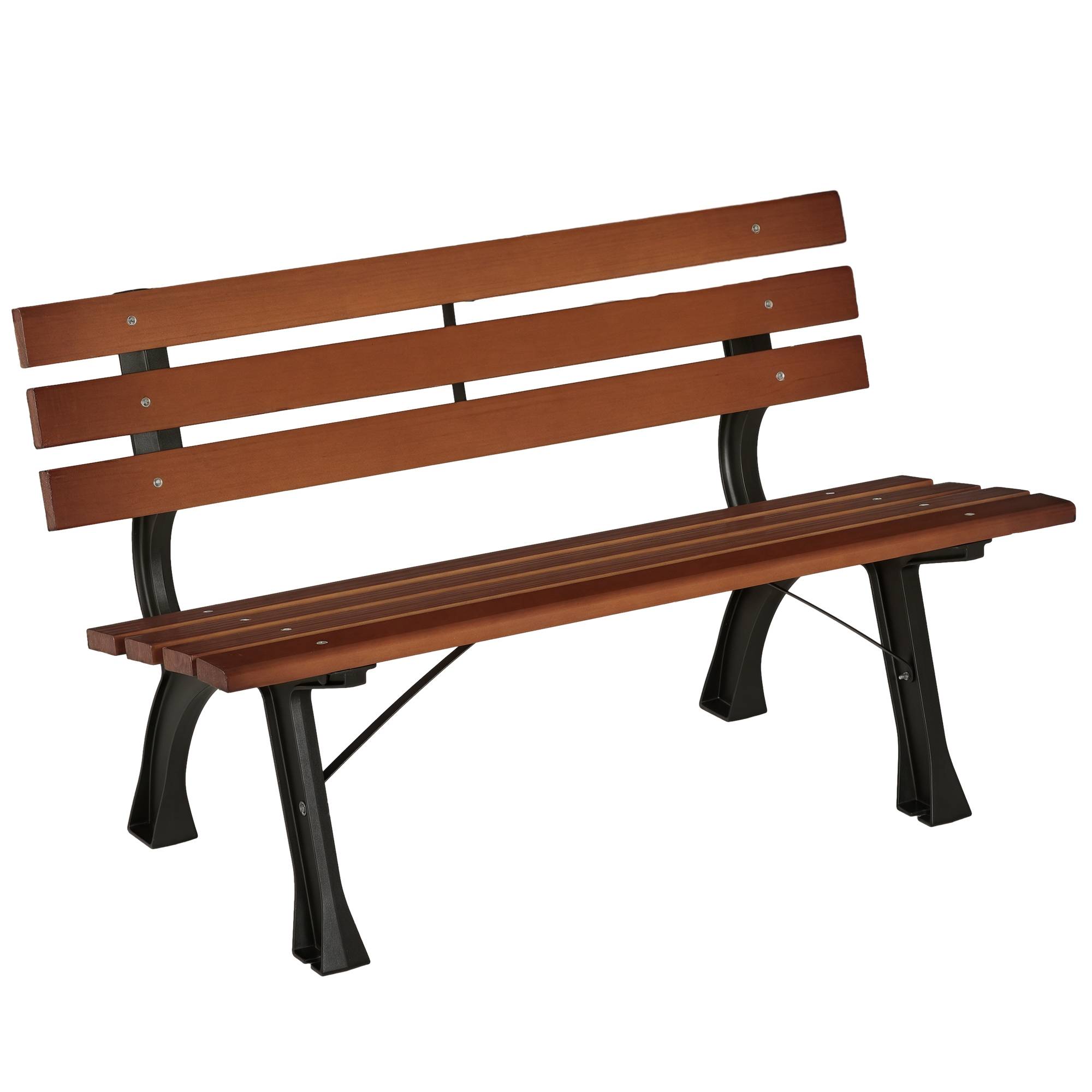 Banc de jardin extérieur 2 places en aluminium et lattes de bois, dim. 120L x 57l x 70H cm - Image 1