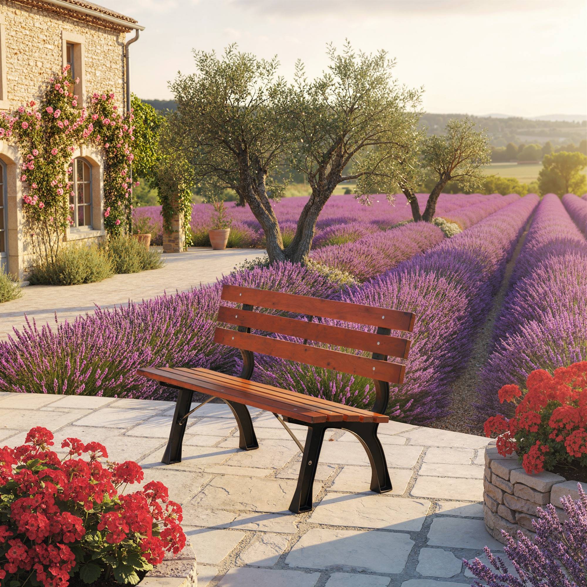Banc de jardin extérieur 2 places en aluminium et lattes de bois, dim. 120L x 57l x 70H cm - Image 10