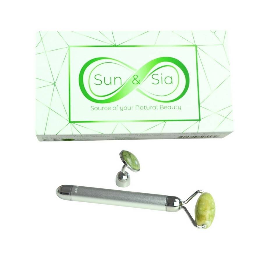 Masseur Visage Roller Pierre Aventurine Électrique – Micro Vibration -Efficacité - Anti-Age - Stimule circulation sanguine - Sun&Sia - Image 4