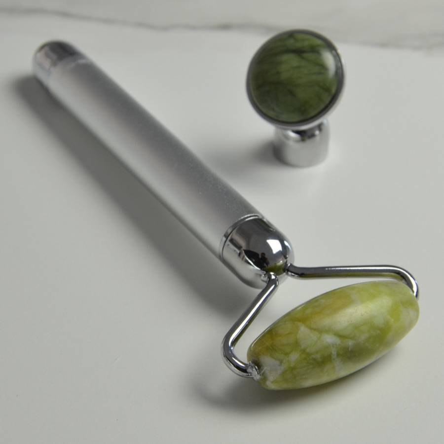 Masseur Visage Roller Pierre Aventurine Électrique – Micro Vibration -Efficacité - Anti-Age - Stimule circulation sanguine - Sun&Sia - Image 2