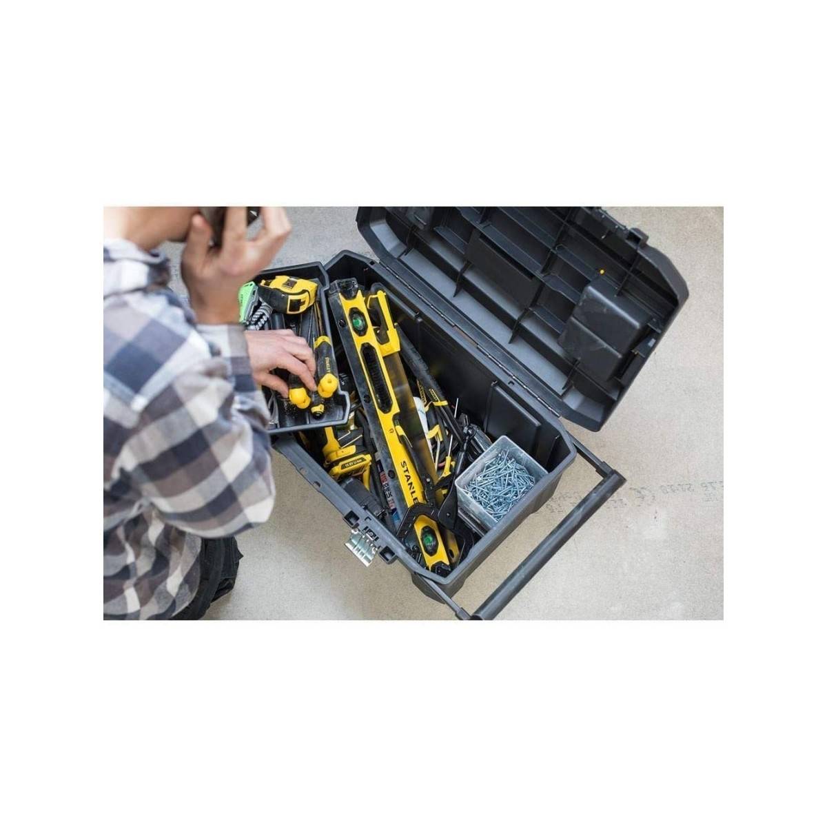 stanley - Servante à outils 50L Roulante Essential Stanley Plateau amovible Poignée métal - Image 3