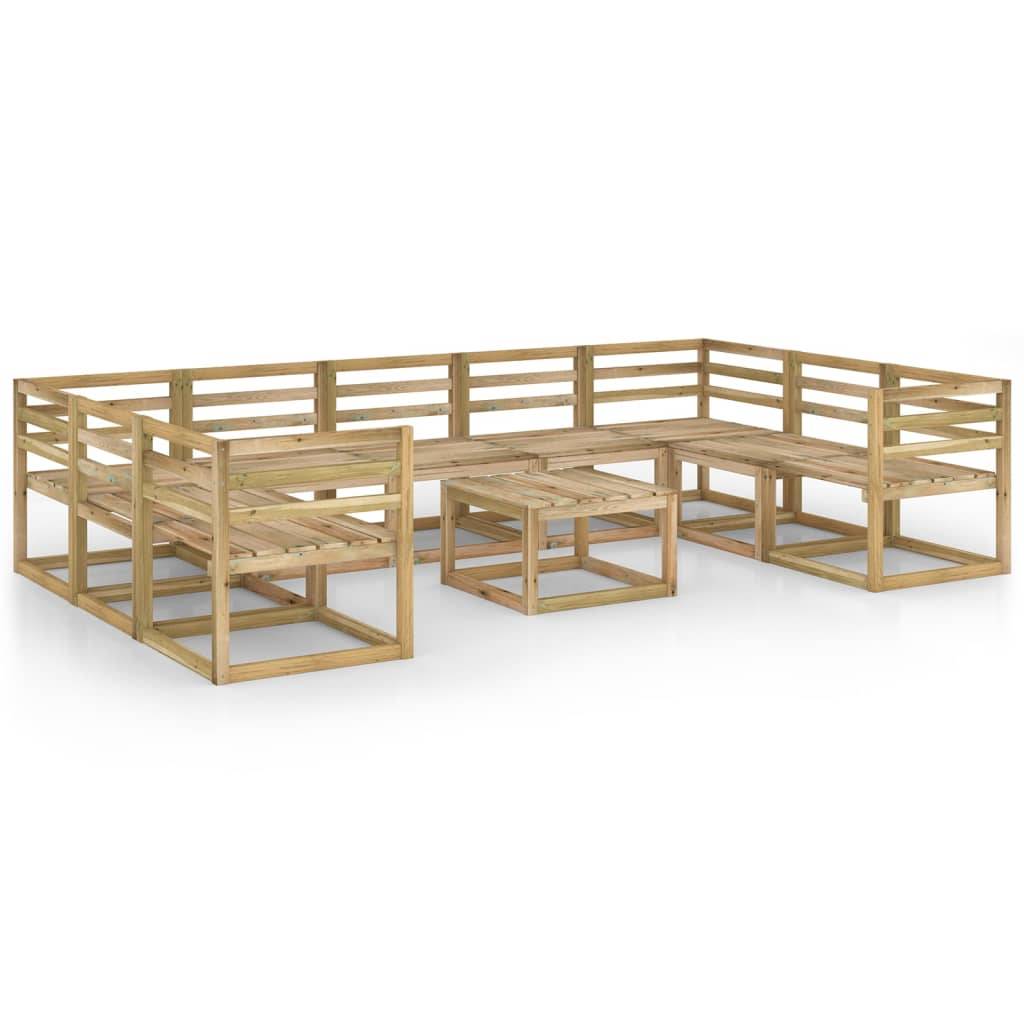 Helloshop26 - Salon de jardin meuble d'extérieur ensemble de mobilier 10 pièces bois de pin imprégné de vert - Image 1
