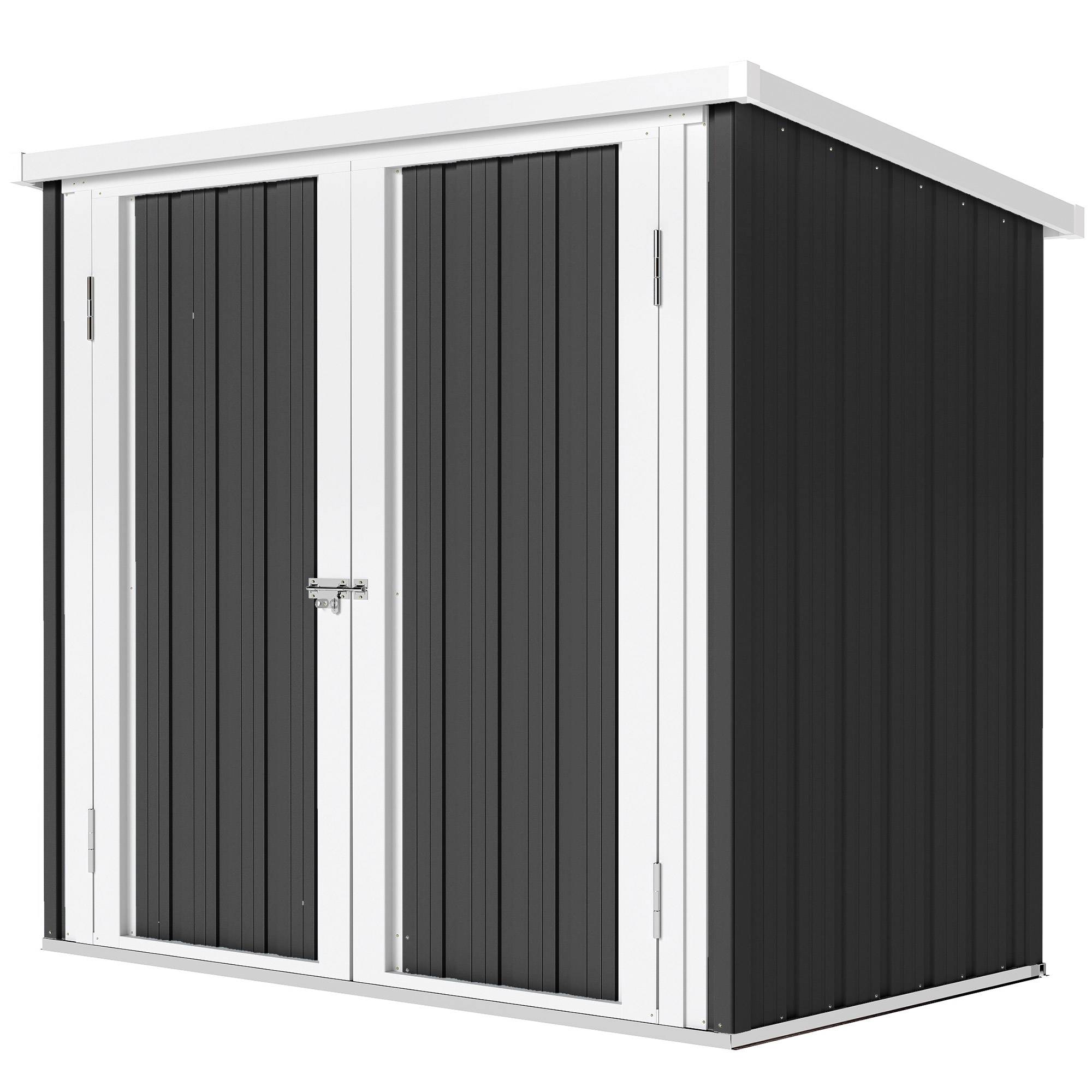 Sans Marque - Abri jardin tôle acier double porte 147x86x134 cm noir blanc - Image 2
