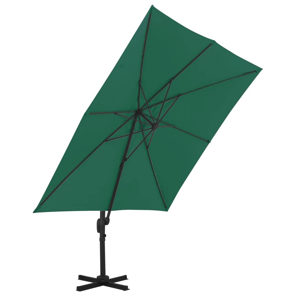 Helloshop26 - Parasol déporté avec mât en aluminium 300 x 300 cm vert - Image 3