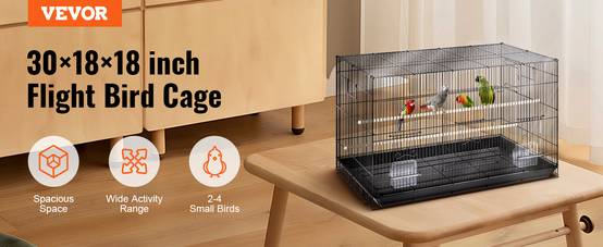 VEVOR Cage oiseau 76x46x45,5 cm, métal, portable. Plateau détachable, perchoirs. - Image 9