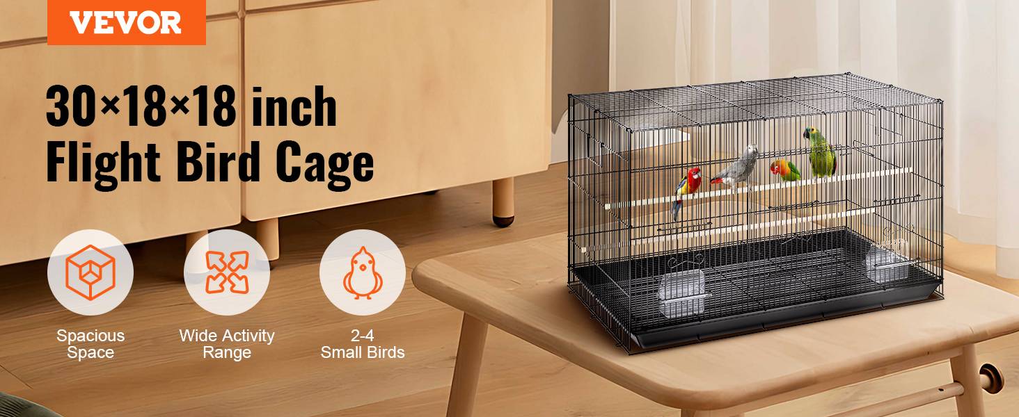 VEVOR Cage oiseau 76x46x45,5 cm, métal, portable. Plateau détachable, perchoirs. - Image 9