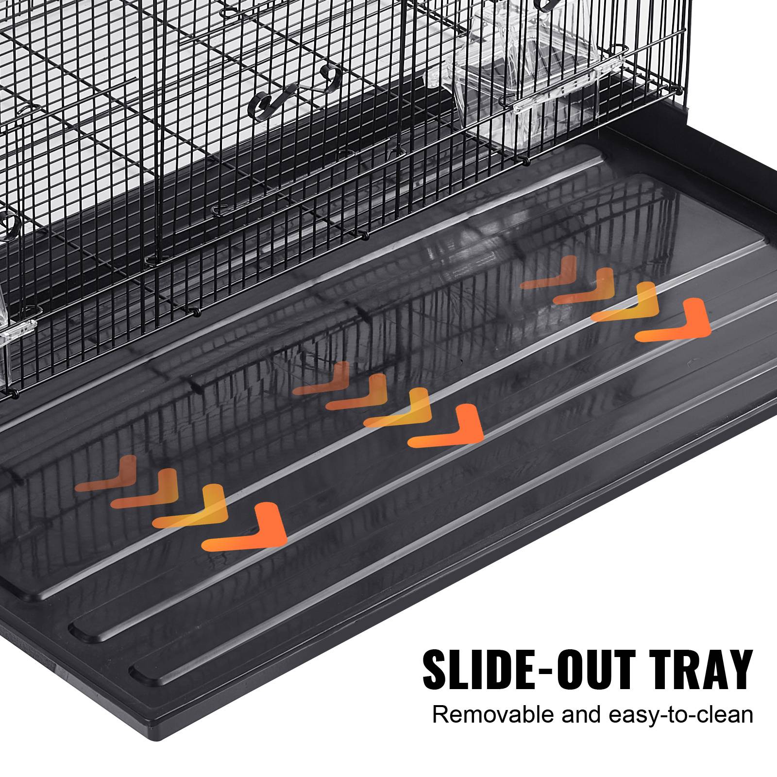 VEVOR Cage oiseau 76x46x45,5 cm, métal, portable. Plateau détachable, perchoirs. - Image 5