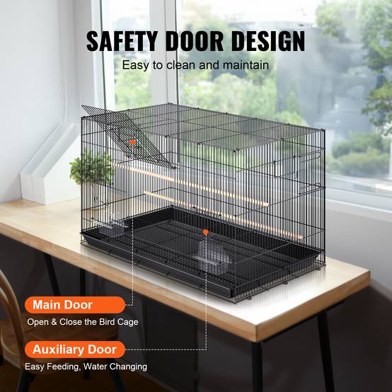 VEVOR Cage oiseau 76x46x45,5 cm, métal, portable. Plateau détachable, perchoirs. - Image 4
