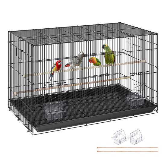 VEVOR Cage oiseau 76x46x45,5 cm, métal, portable. Plateau détachable, perchoirs. - Image 1