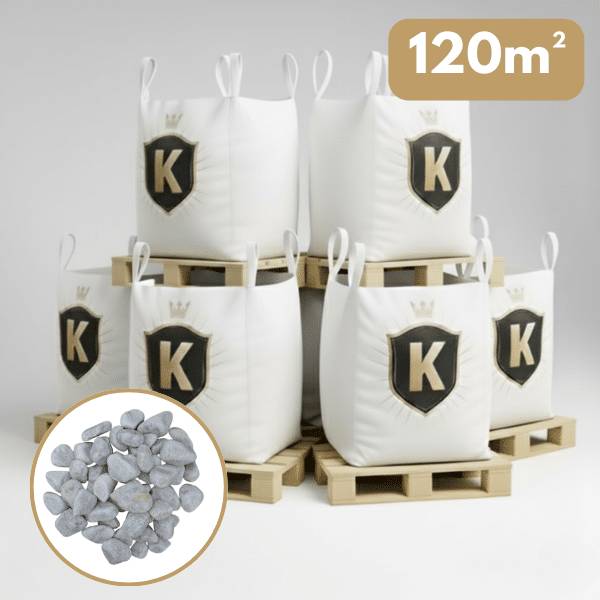 Galet marbre blanc 25/40 mm – Pack 6 Big Bag +/- 1,5T – 120 m² - Image 1
