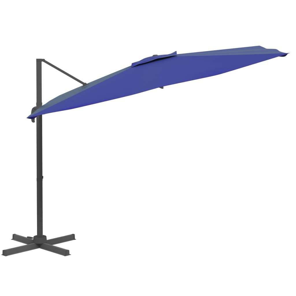Helloshop26 - Parasol meuble de jardin déporté avec mât en aluminium 400 x 300 cm bleu azuré - Image 2