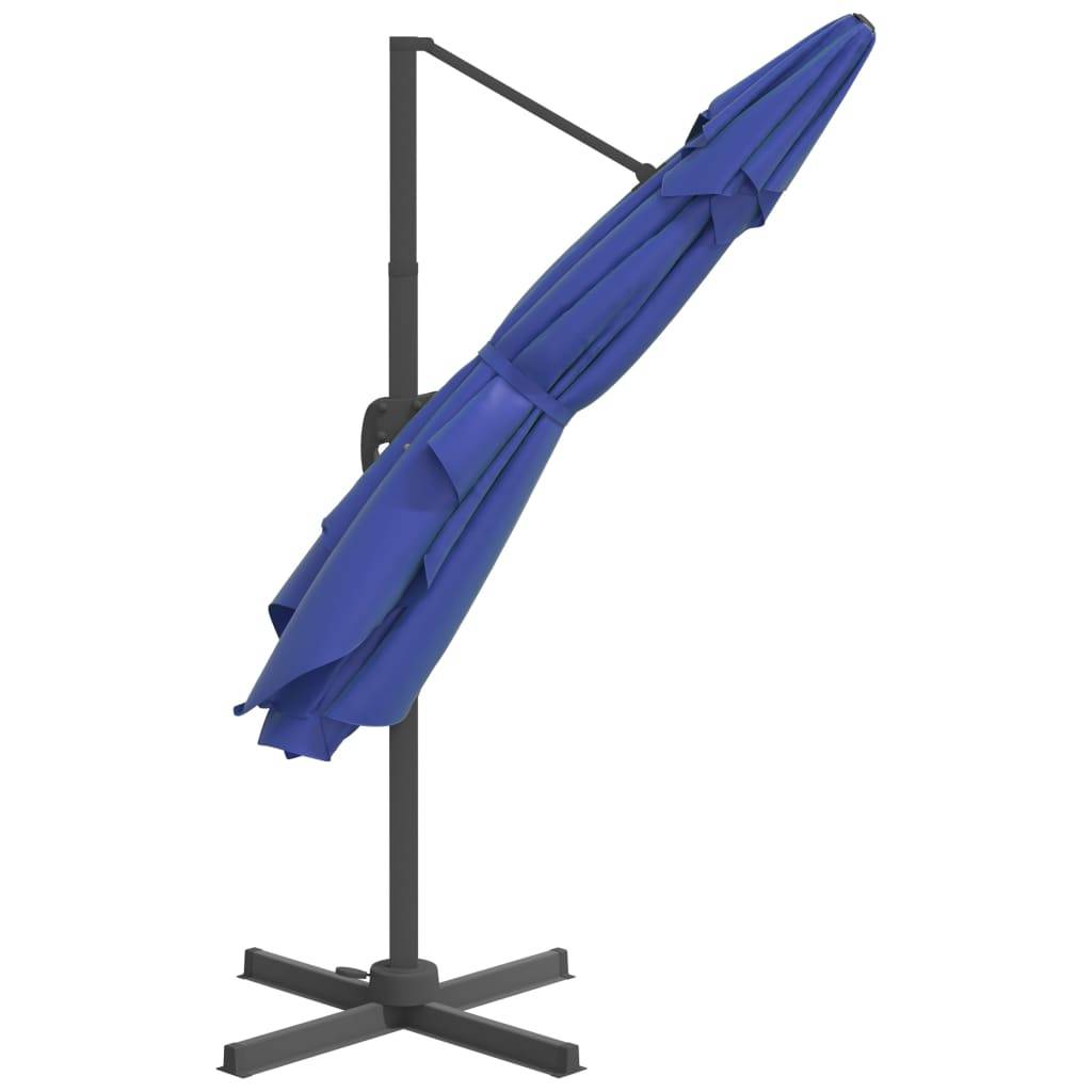 Helloshop26 - Parasol meuble de jardin déporté avec mât en aluminium 400 x 300 cm bleu azuré - Image 4