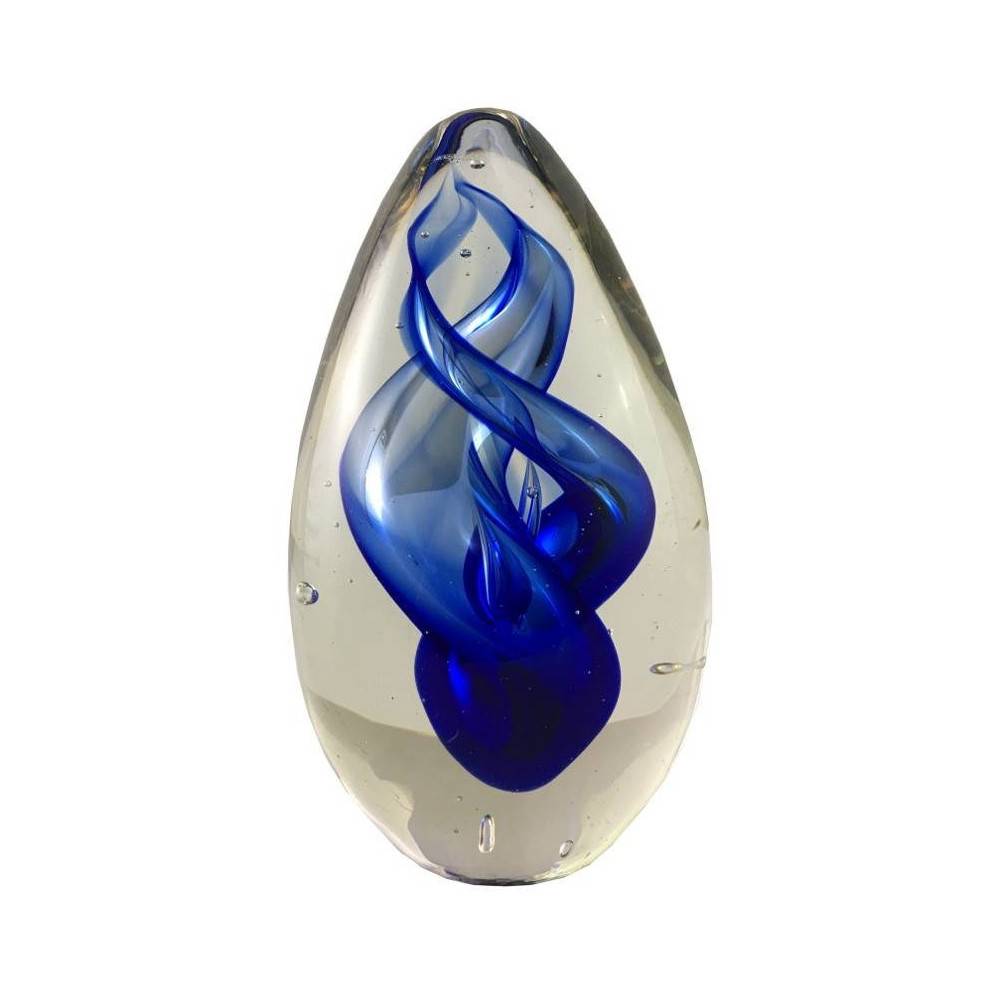 Presse papier sulfure "Spirales" en verre bleu 14 x 8.5 cm Chemin de campagne - Image 1