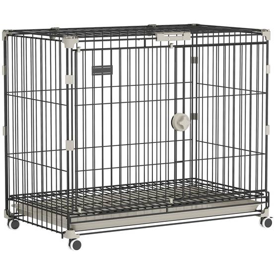 Cage chien pliable métal intérieur roues toit verrouillable 75,5x46x64,5cm noir - ComfortXL Outdoor Living - Image 1