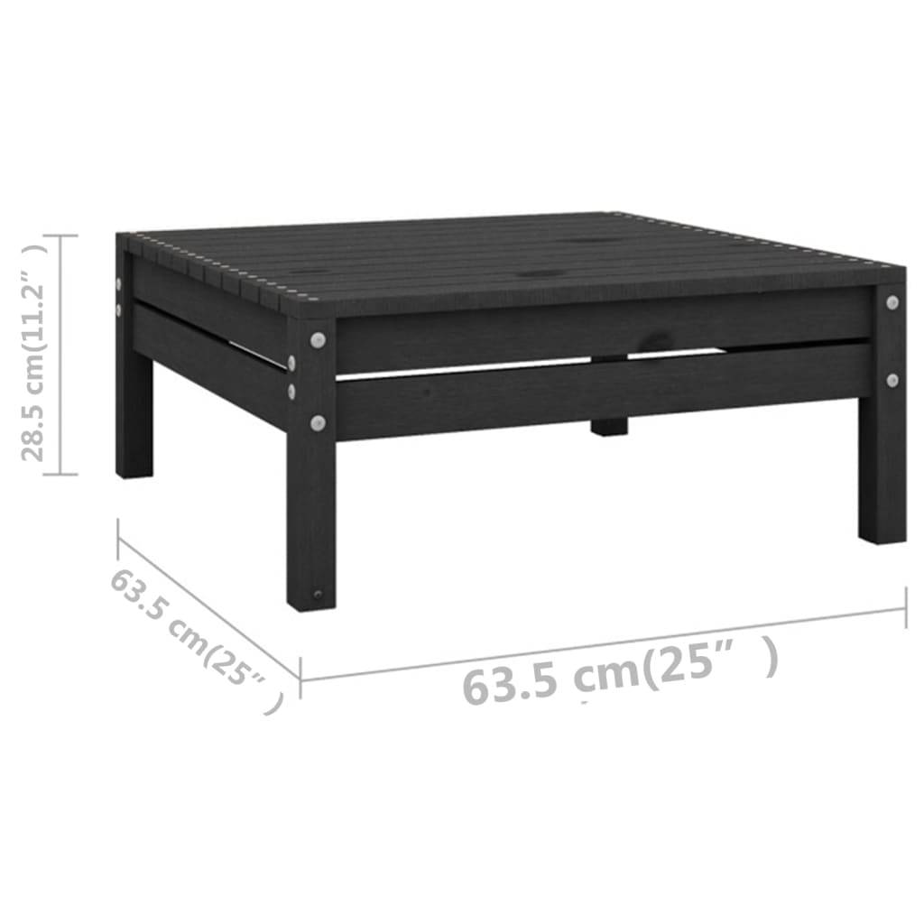 Helloshop26 - Salon de jardin meuble d'extérieur ensemble de mobilier 8 pièces noir bois de pin massif - Image 8