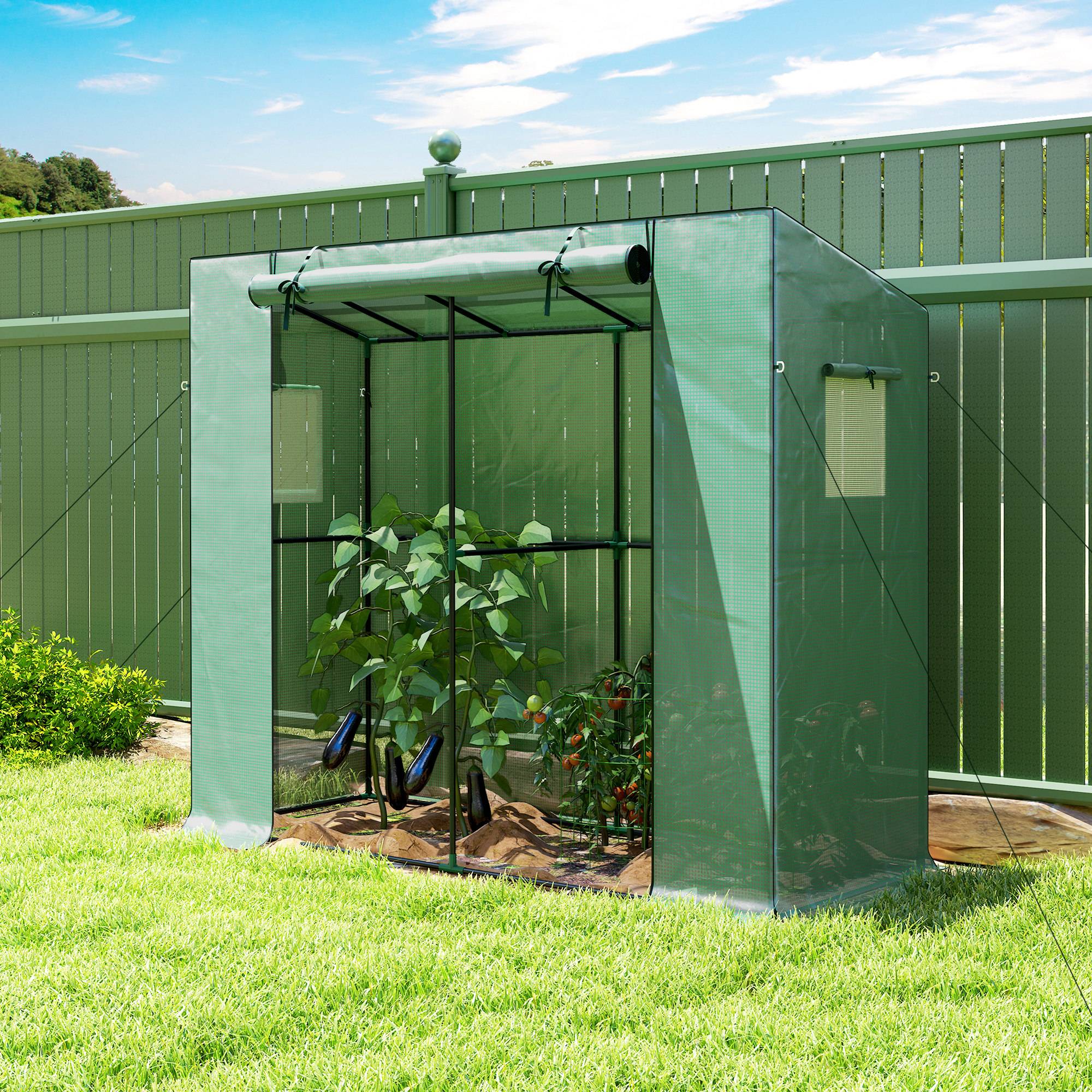 ComfortXL - Serre adossée murale acier plastique pour balcons plantes grimpantes 200x76x170cm vert - ComfortXL Outdoor Living - Image 4