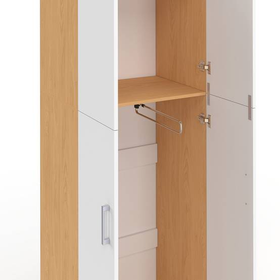 IDMARKET - Armoire 2 portes JULIANA blanc et bois penderie 50 cm avec étagère - Image 6