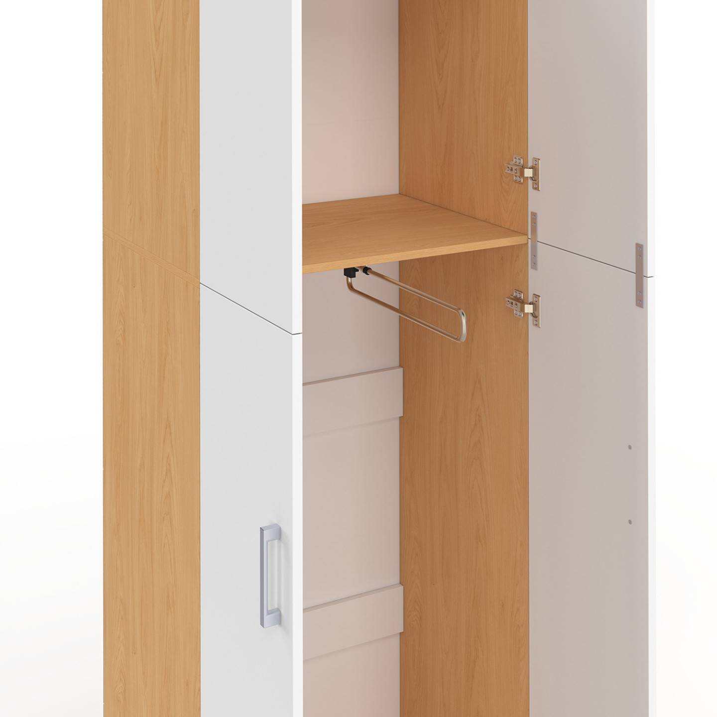 IDMARKET - Armoire 2 portes JULIANA blanc et bois penderie 50 cm avec étagère - Image 6