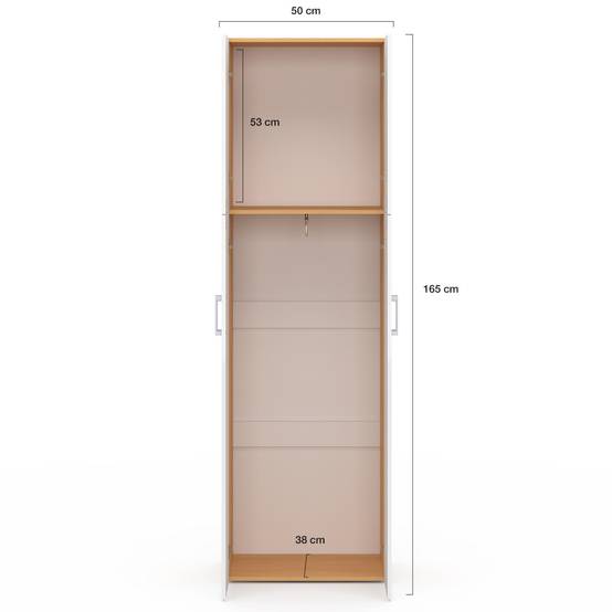 IDMARKET - Armoire 2 portes JULIANA blanc et bois penderie 50 cm avec étagère - Image 4