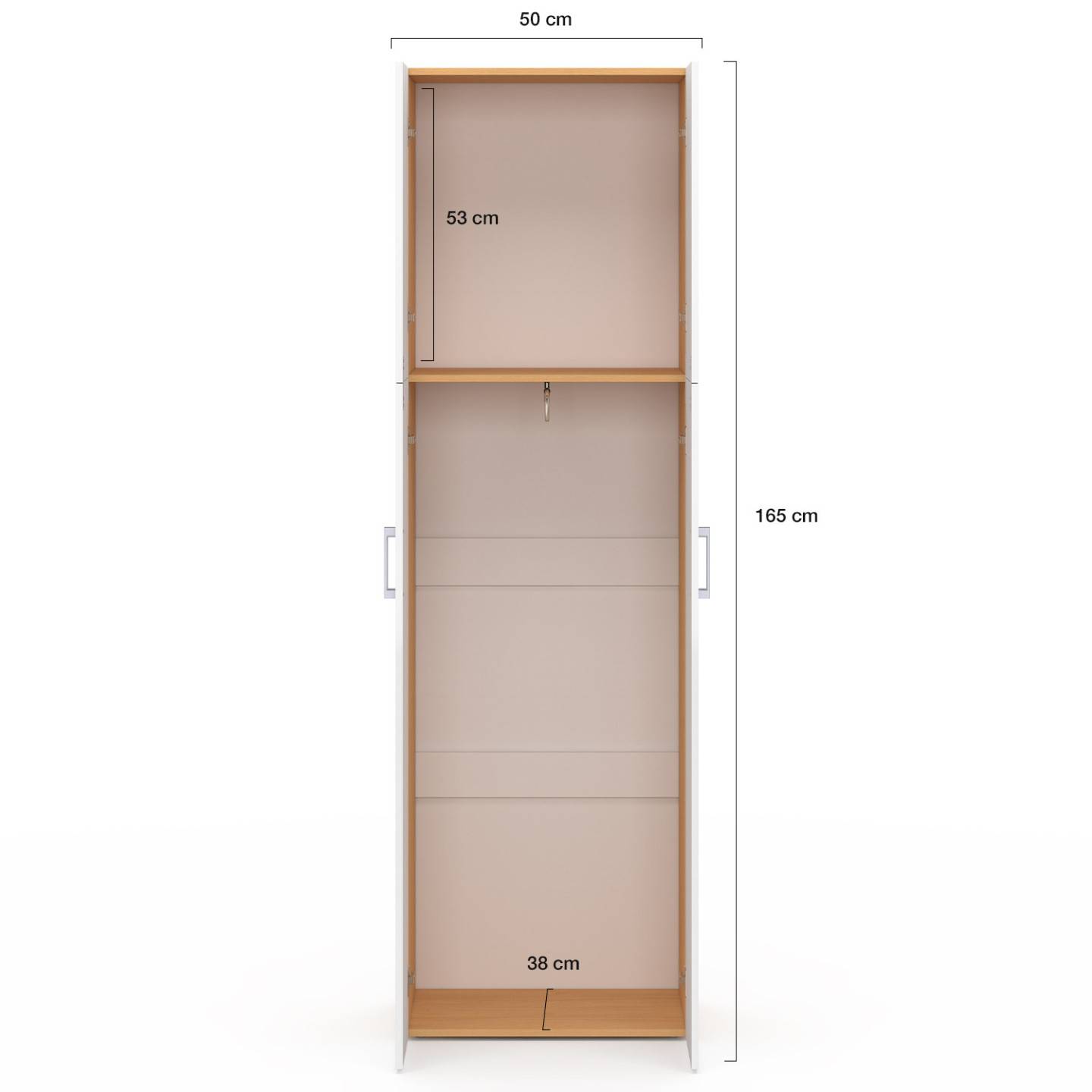 IDMARKET - Armoire 2 portes JULIANA blanc et bois penderie 50 cm avec étagère - Image 4