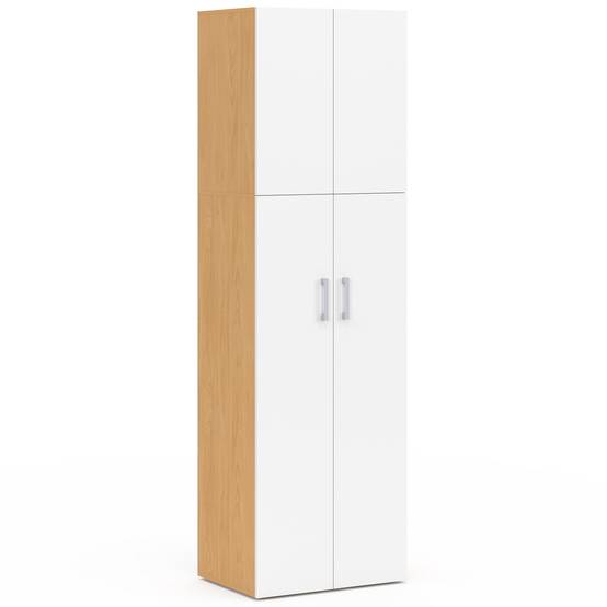 IDMARKET - Armoire 2 portes JULIANA blanc et bois penderie 50 cm avec étagère - Image 2