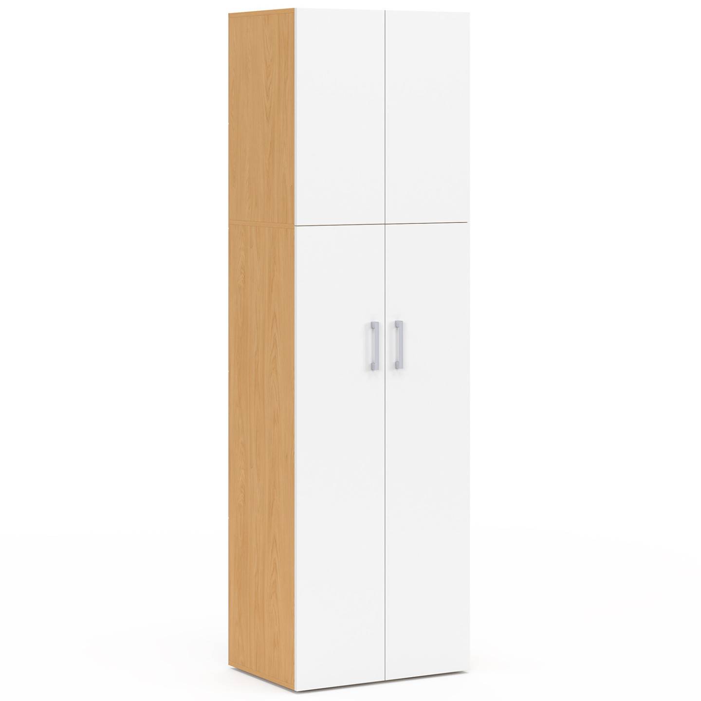IDMARKET - Armoire 2 portes JULIANA blanc et bois penderie 50 cm avec étagère - Image 2