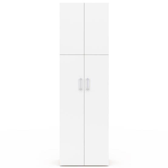 IDMARKET - Armoire 2 portes JULIANA blanc et bois penderie 50 cm avec étagère - Image 5
