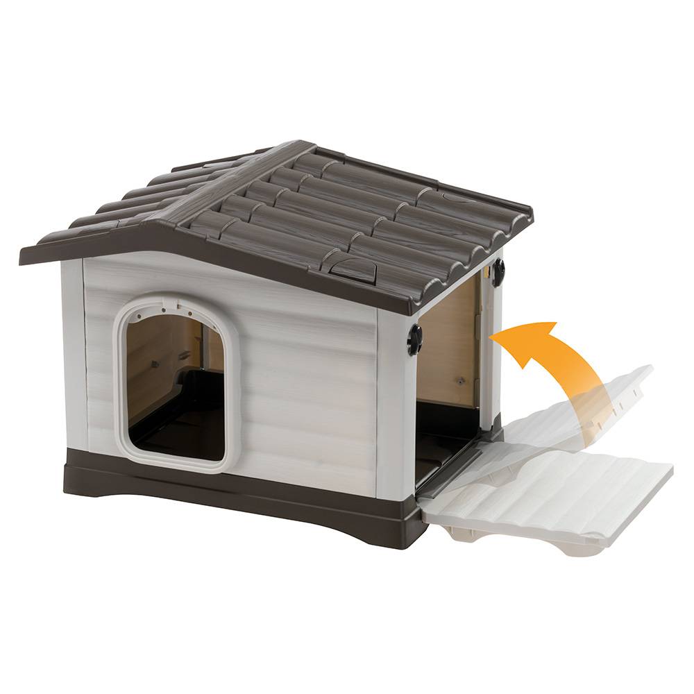 Ferplast - Ferplast Niche Chien Exterieur, Maison Chien, Niche Petit Chien, Côté Ouvrable, Système de Drainage, Grille d'Aération, 58 x 48 x h 44 cm, DOGVILLA 60 - Image 4