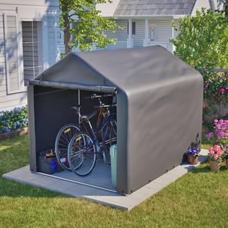 Garage à vélos 160x220x165cm gris PE imperméable avec porte roulante, rangement pour jardin