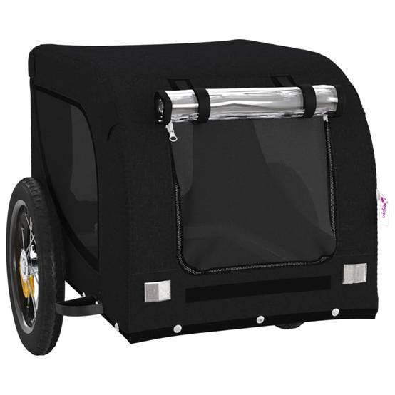 Remorque de vélo pour animaux fer et tissu Oxford noir 124 x 53 x 53 cm, Poids:6.75kg - PANGIVO - Image 4