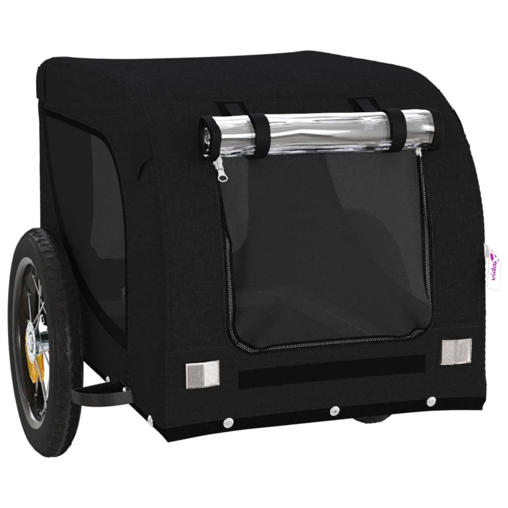 Remorque de vélo pour animaux fer et tissu Oxford noir 124 x 53 x 53 cm, Poids:6.75kg - PANGIVO - Image 4