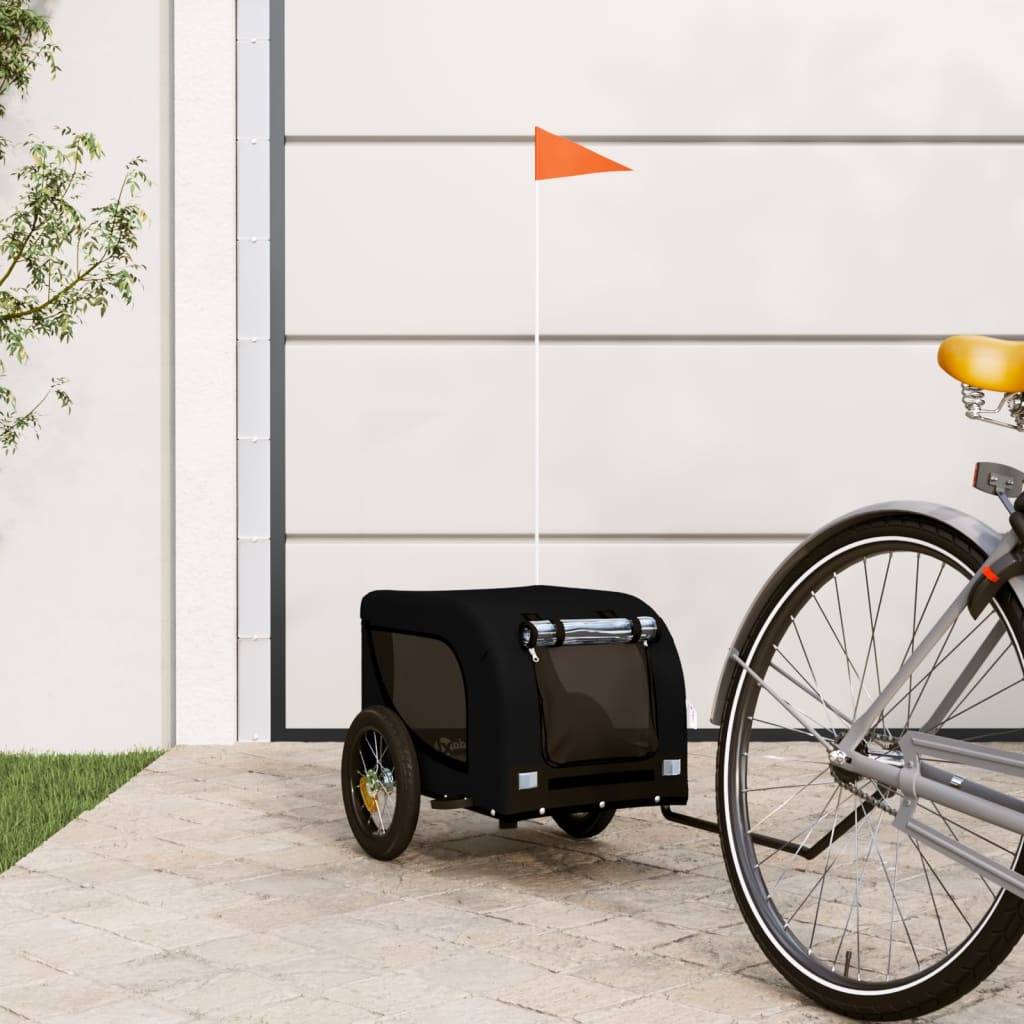 Remorque de vélo pour animaux fer et tissu Oxford noir 124 x 53 x 53 cm, Poids:6.75kg - PANGIVO - Image 1