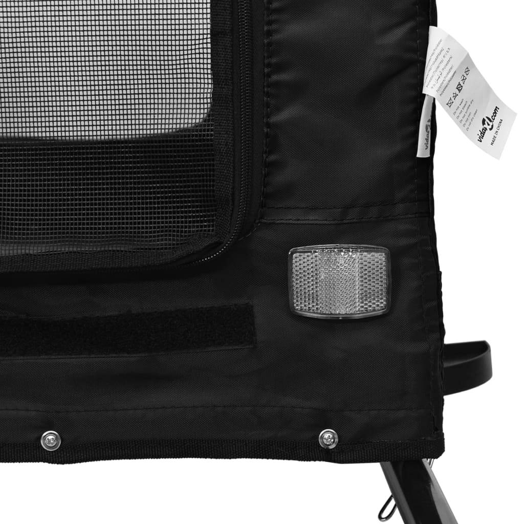 Remorque de vélo pour animaux fer et tissu Oxford noir 124 x 53 x 53 cm, Poids:6.75kg - PANGIVO - Image 9