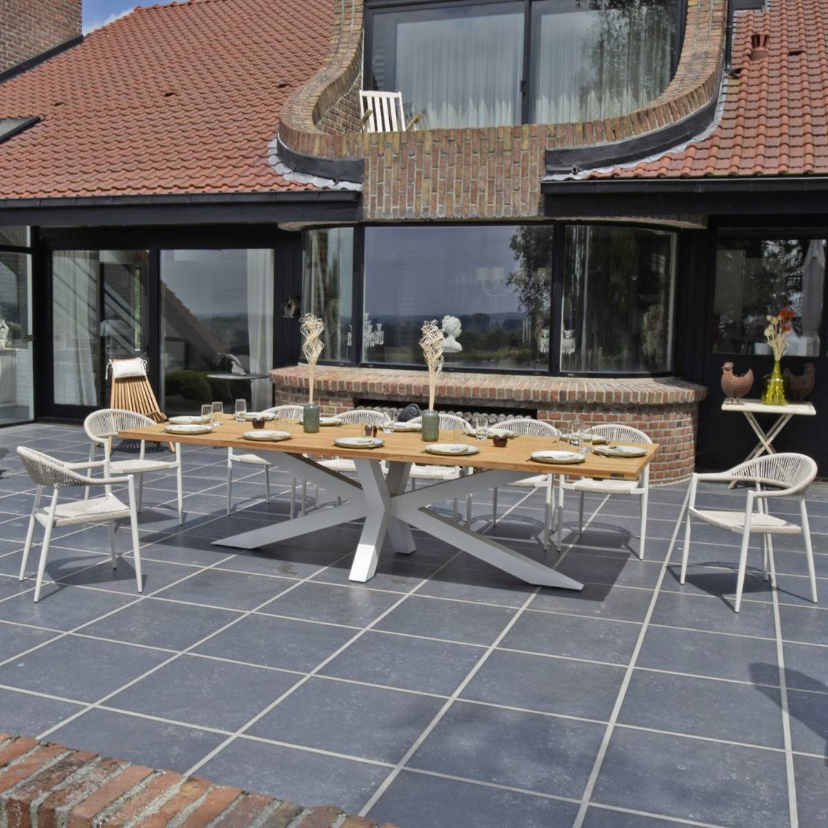 Gecko Jardin - Fauteuil aluminium blanc et corde tressée blanc chiné Casamance - Gecko Jardin - Image 5