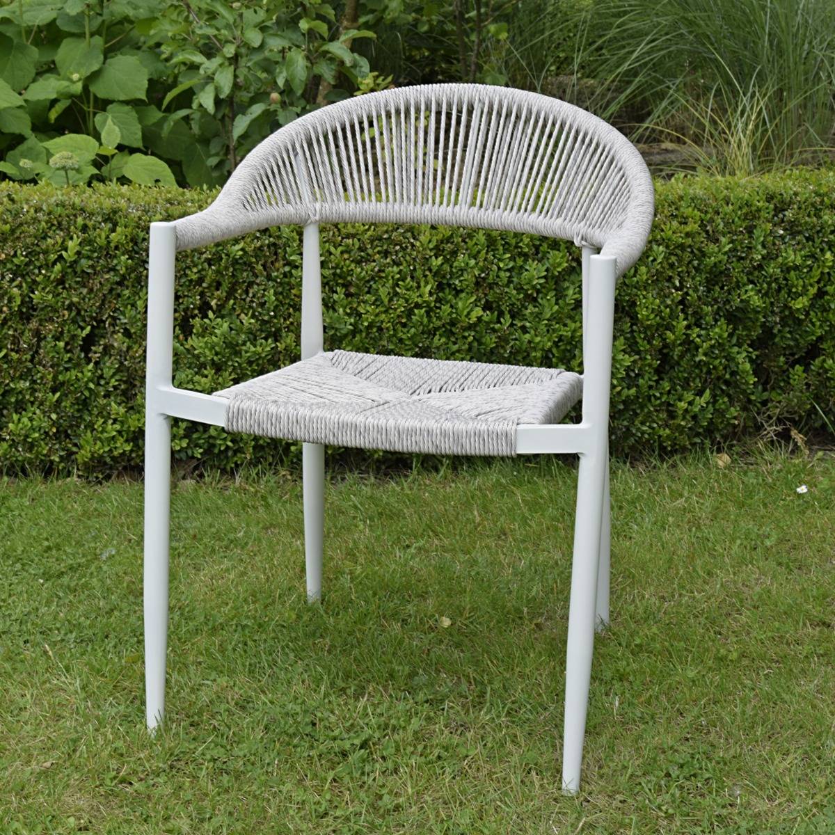 Gecko Jardin - Fauteuil aluminium blanc et corde tressée blanc chiné Casamance - Gecko Jardin - Image 1