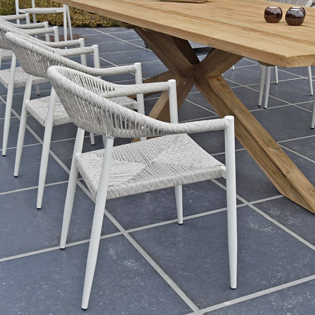Gecko Jardin - Fauteuil aluminium blanc et corde tressée blanc chiné Casamance - Gecko Jardin - Image 3