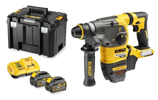Perforateur-burineur SDS Plus 54V + 2 batteries 6Ah + chargeur + coffret TSTAK - DEWALT - DCH333T2 - Image 1