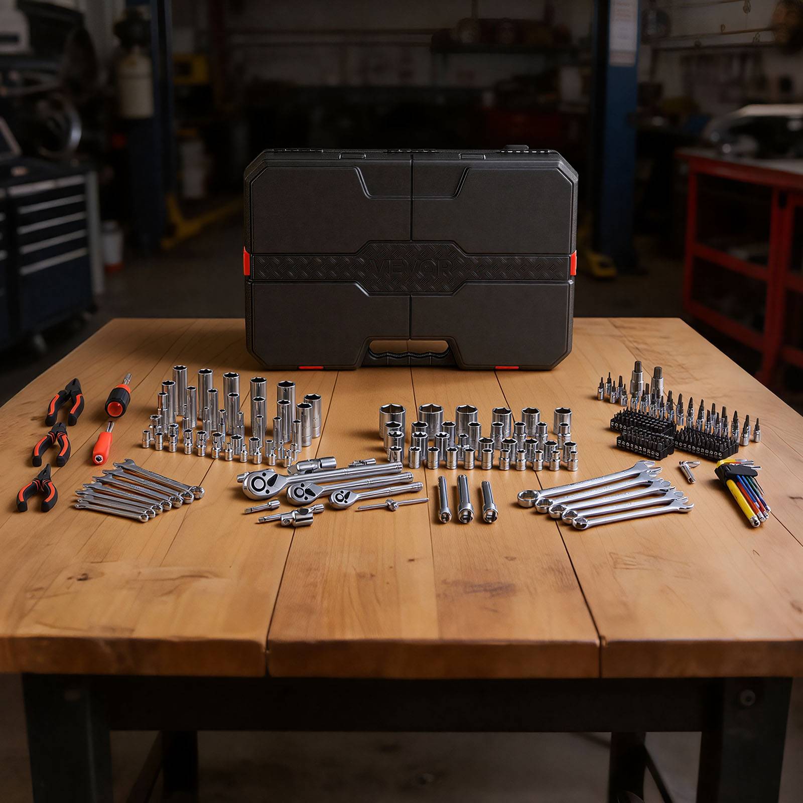 Vevor - VEVOR Coffret d'outils mécanicien 314 pcs, douilles métriques CR‑V, embouts et clés, mallette robuste pour réparation auto et bricolage. - Image 8