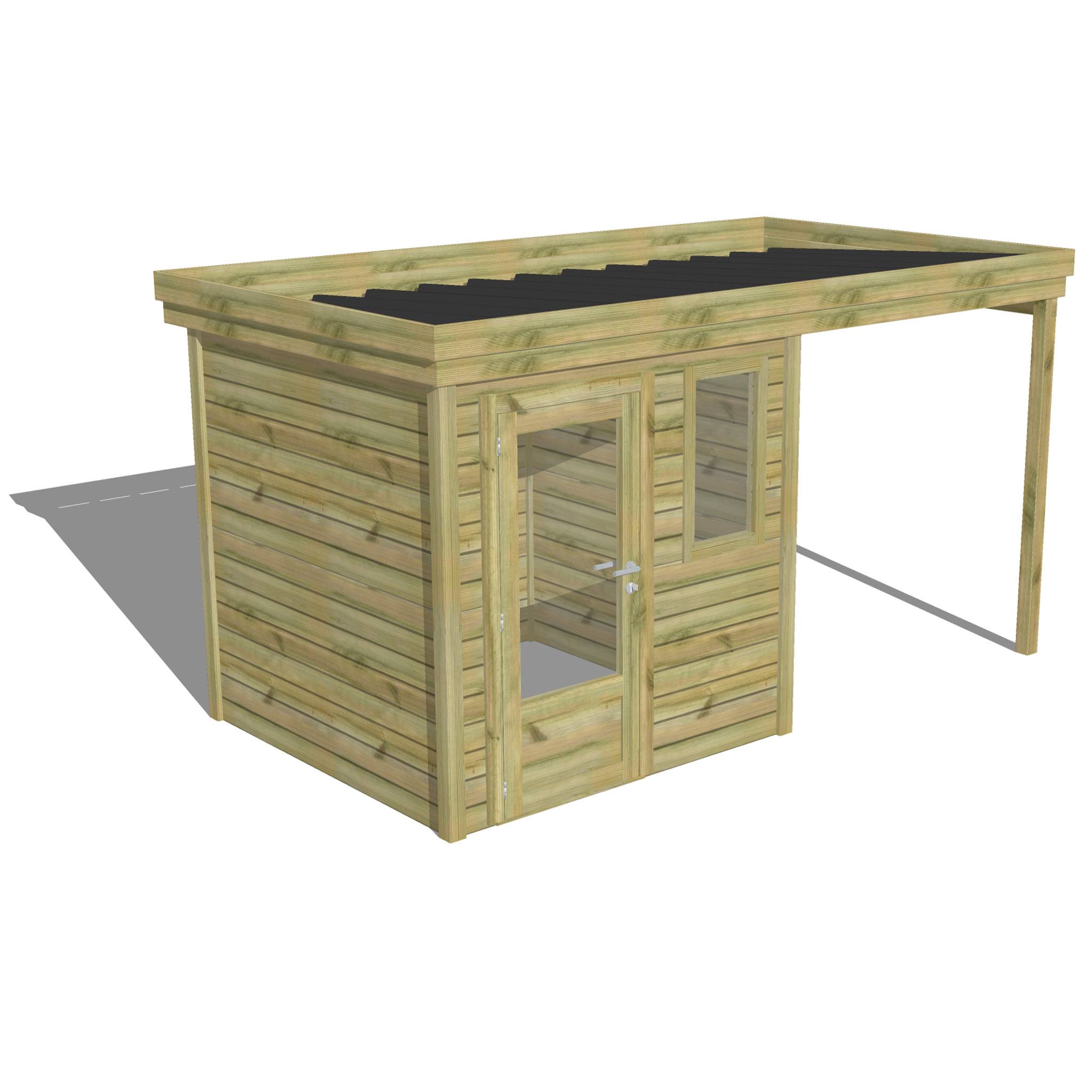 Abri Français - ABRI DE JARDIN bois autoclave 27mm - 4,14x2,14m / 9m2 - Bac acier - Abri Français - Image 1