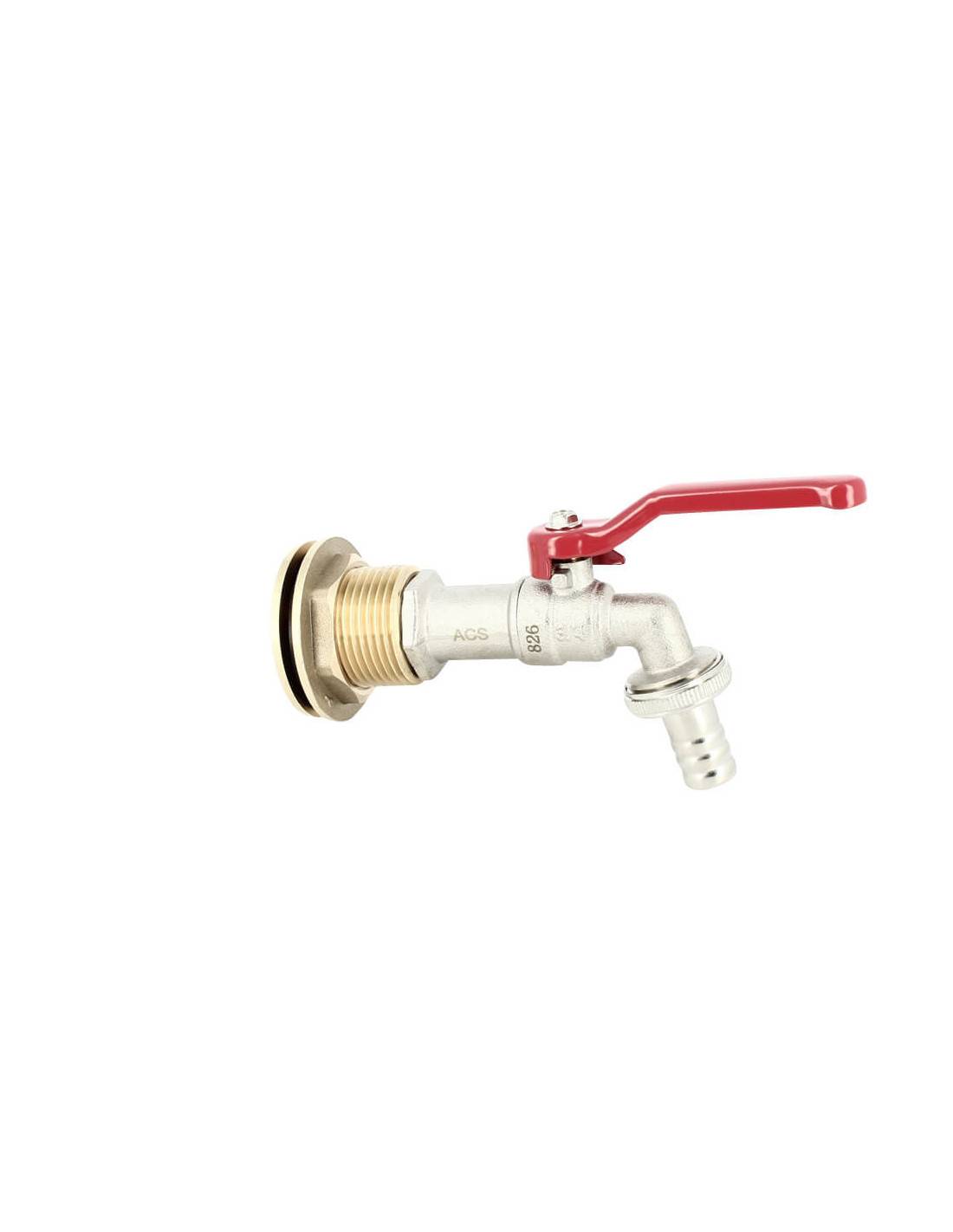 Passe paroi laiton mâle 1'' - femelle 3/4'' avec robinet laiton ECO - Image 2