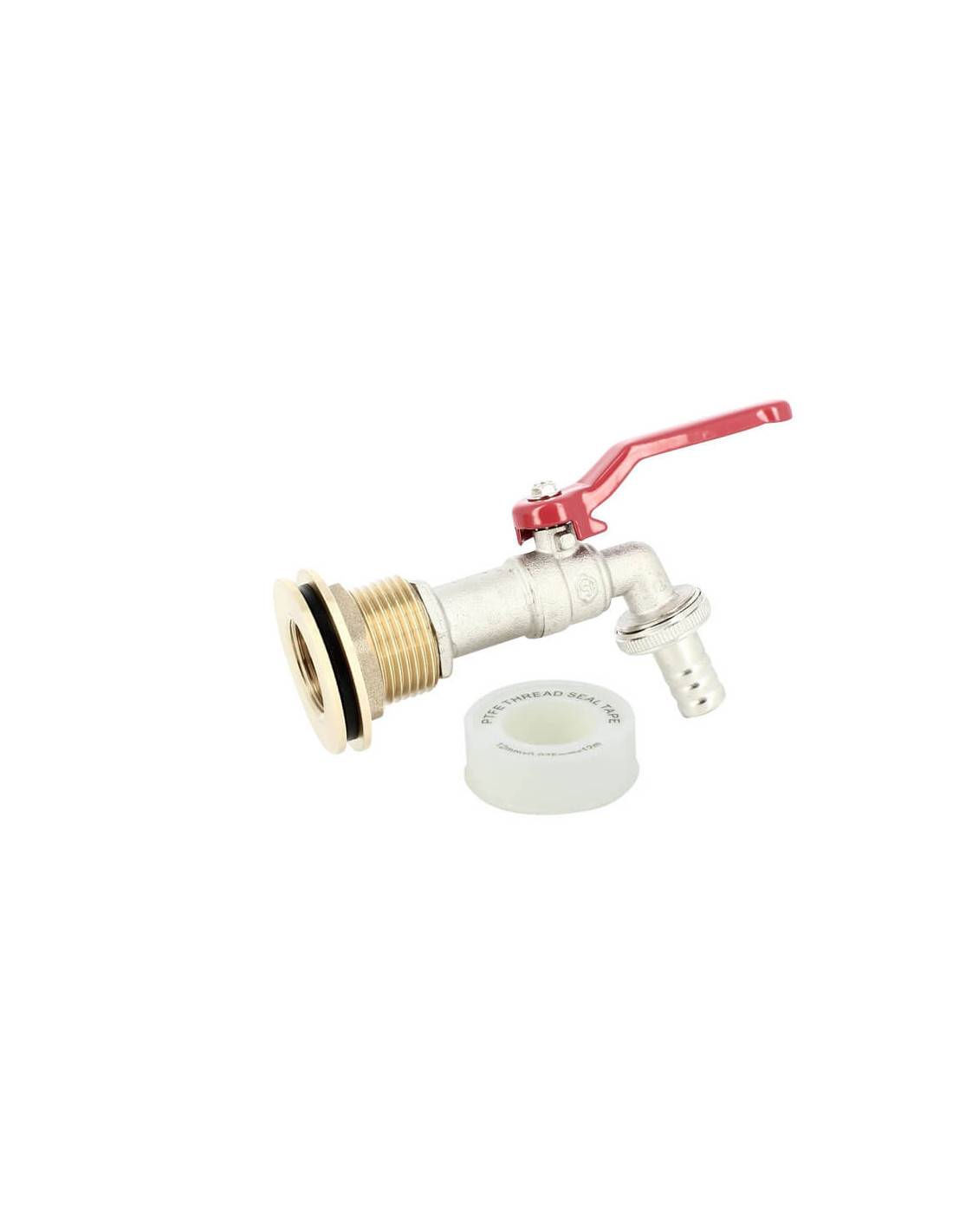 Passe paroi laiton mâle 1'' - femelle 3/4'' avec robinet laiton ECO