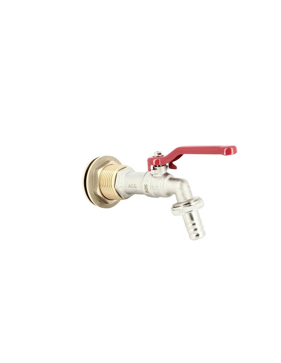 Passe paroi laiton mâle 1'' - femelle 3/4'' avec robinet laiton ECO - Image 4